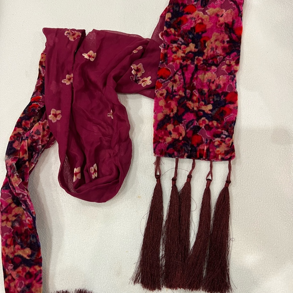 Francesca’s narrow velvet and sheer fashion scarf